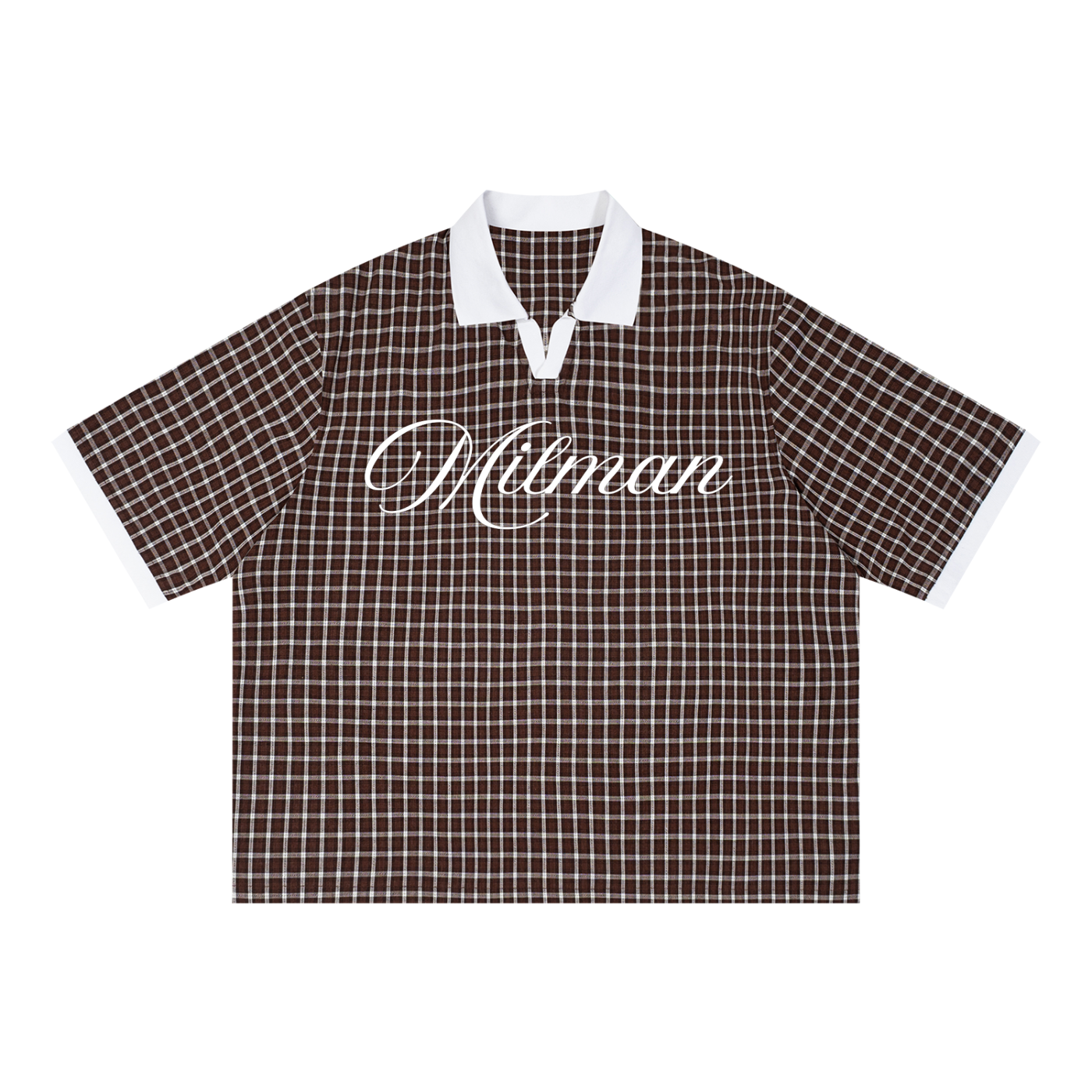 Unisex Boxy Plaid Color Block Polo Shirt