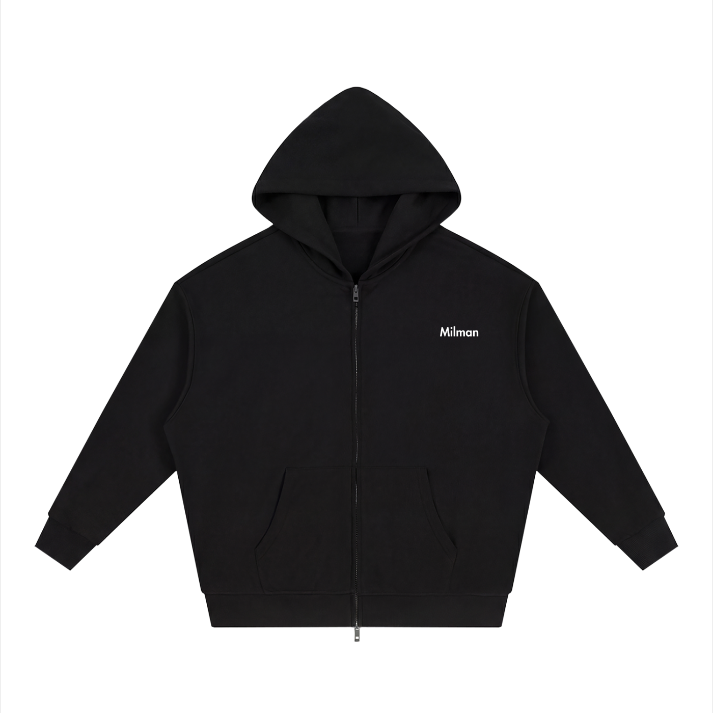 Unisex Loose Solid Full Zip Hoodie