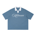 Unisex Boxy Plaid Color Block Polo Shirt